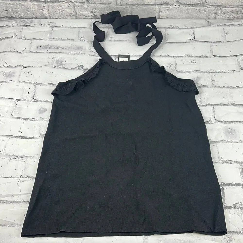 City Chic Black Ruffle Tank Top Size 18 M NWT